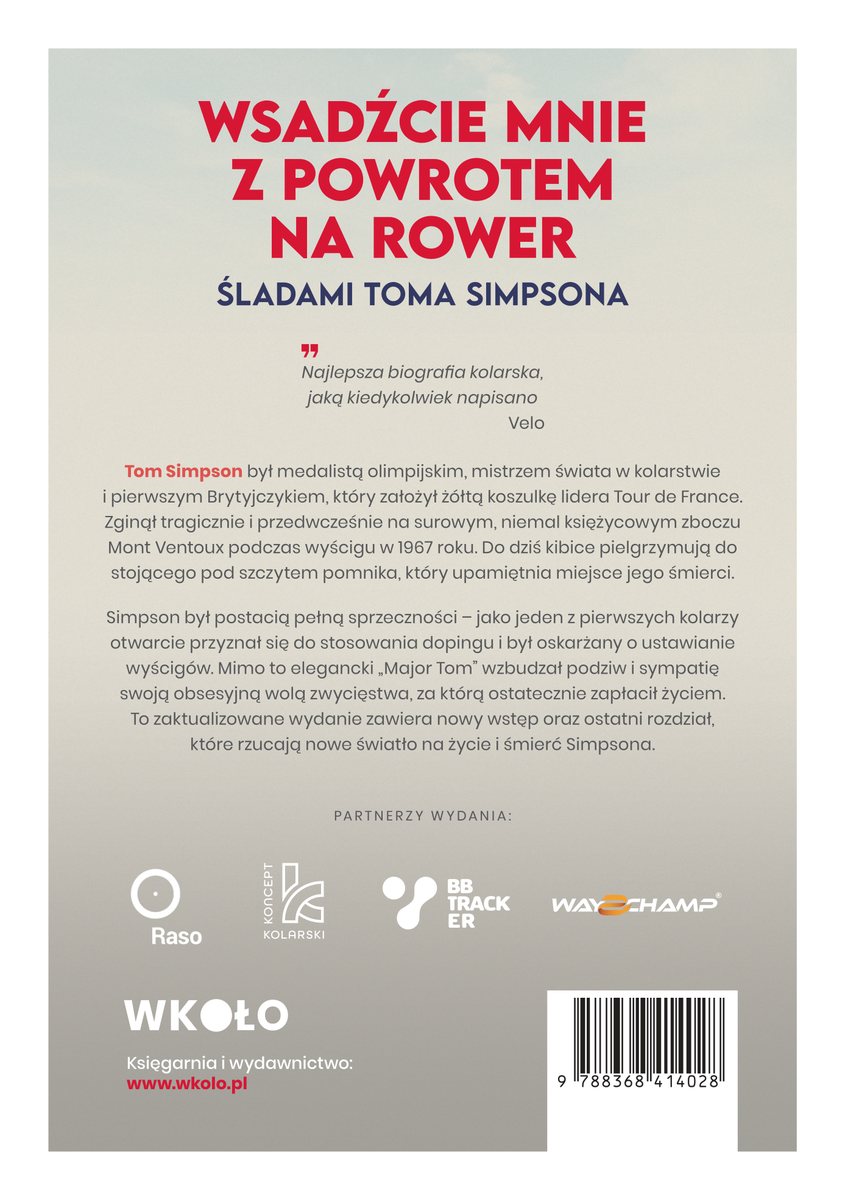 Tył okładki: Wsadźcie mnie z powrotem na rower! Śladami Toma Simpsona